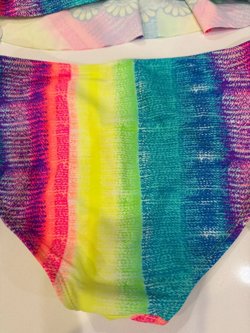 Neon Multicolor Ruffled Two-Piece Bikini Set - Picture 4 of 7